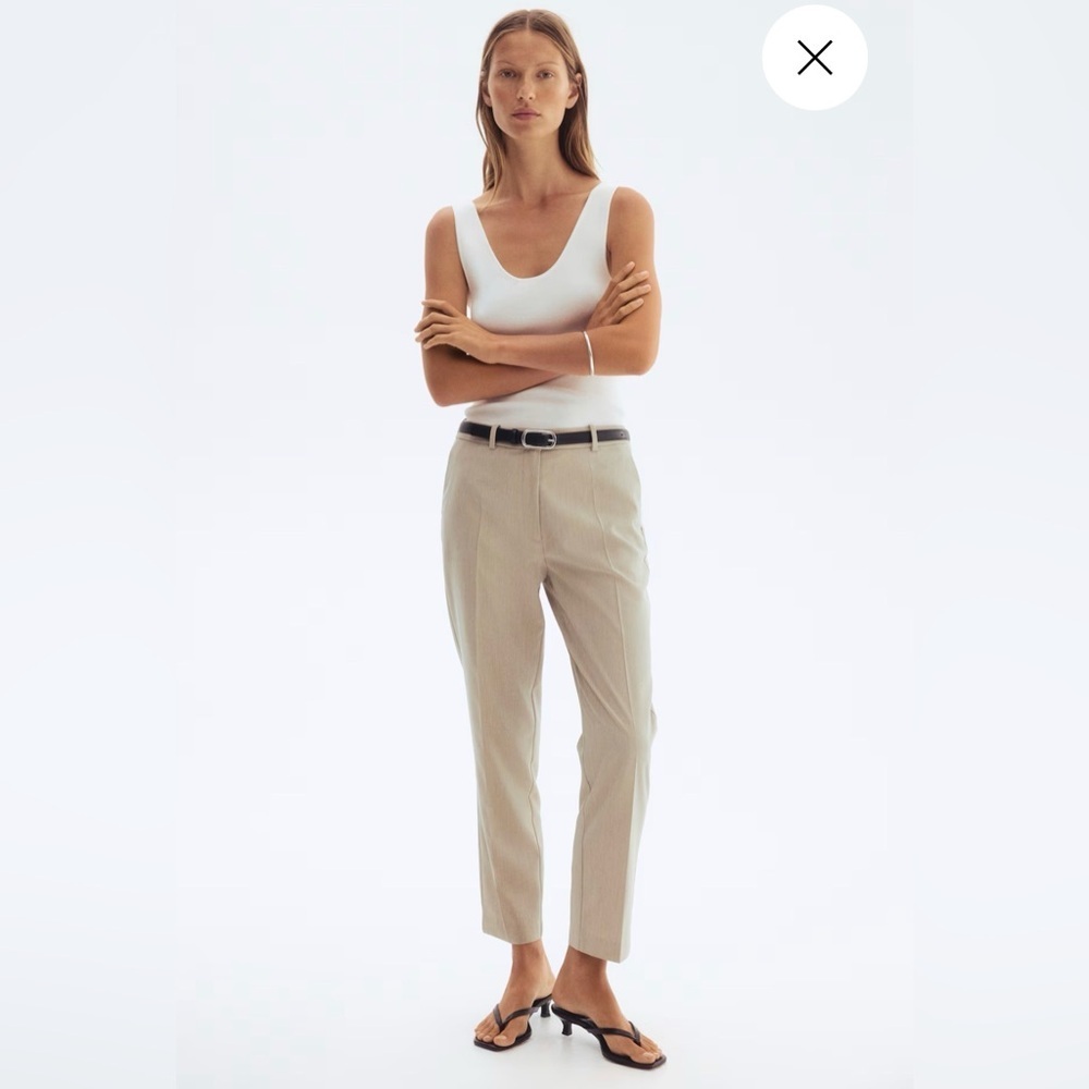 H&M NWOT Women's Ankle Length Woven Pants in Light Beige, Size 14